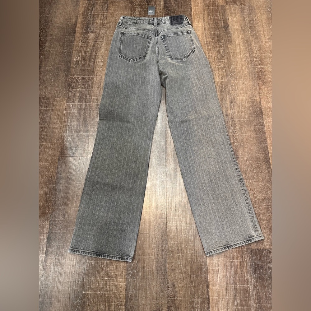 Abercrombie & Fitch 90s Relaxed Striped Jean High Rise Curve Love Size 4L - Picture 3 of 7